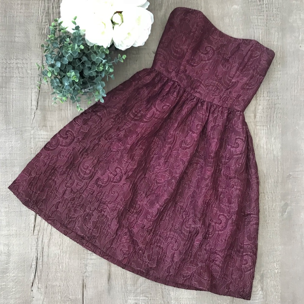Monique Lhuillier Plum Purple Strapless Dress 8